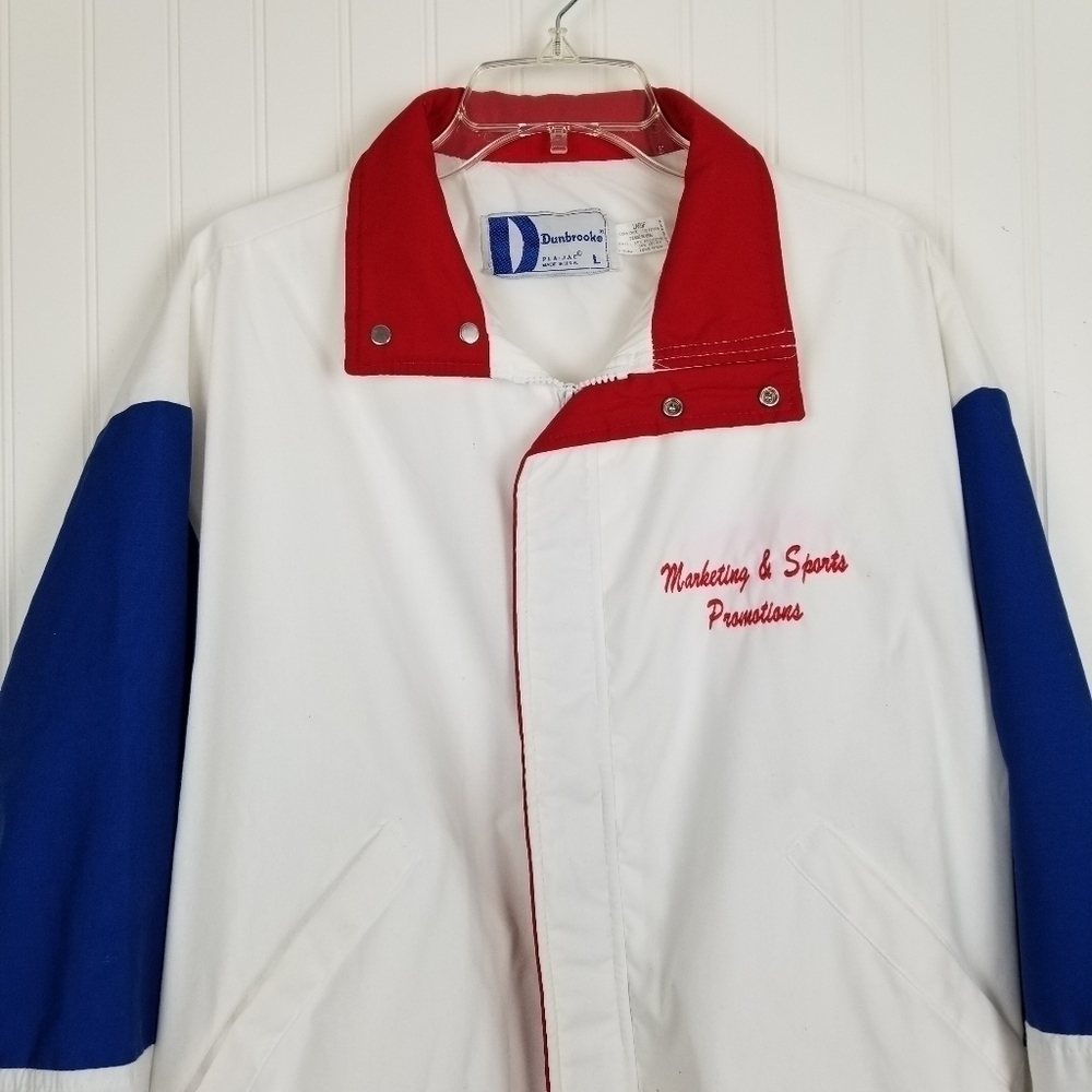 Dunbrooke Windbreaker Men's Size Large Vintage USA Made Full Zip Red White Blue - Picture 7 of 9